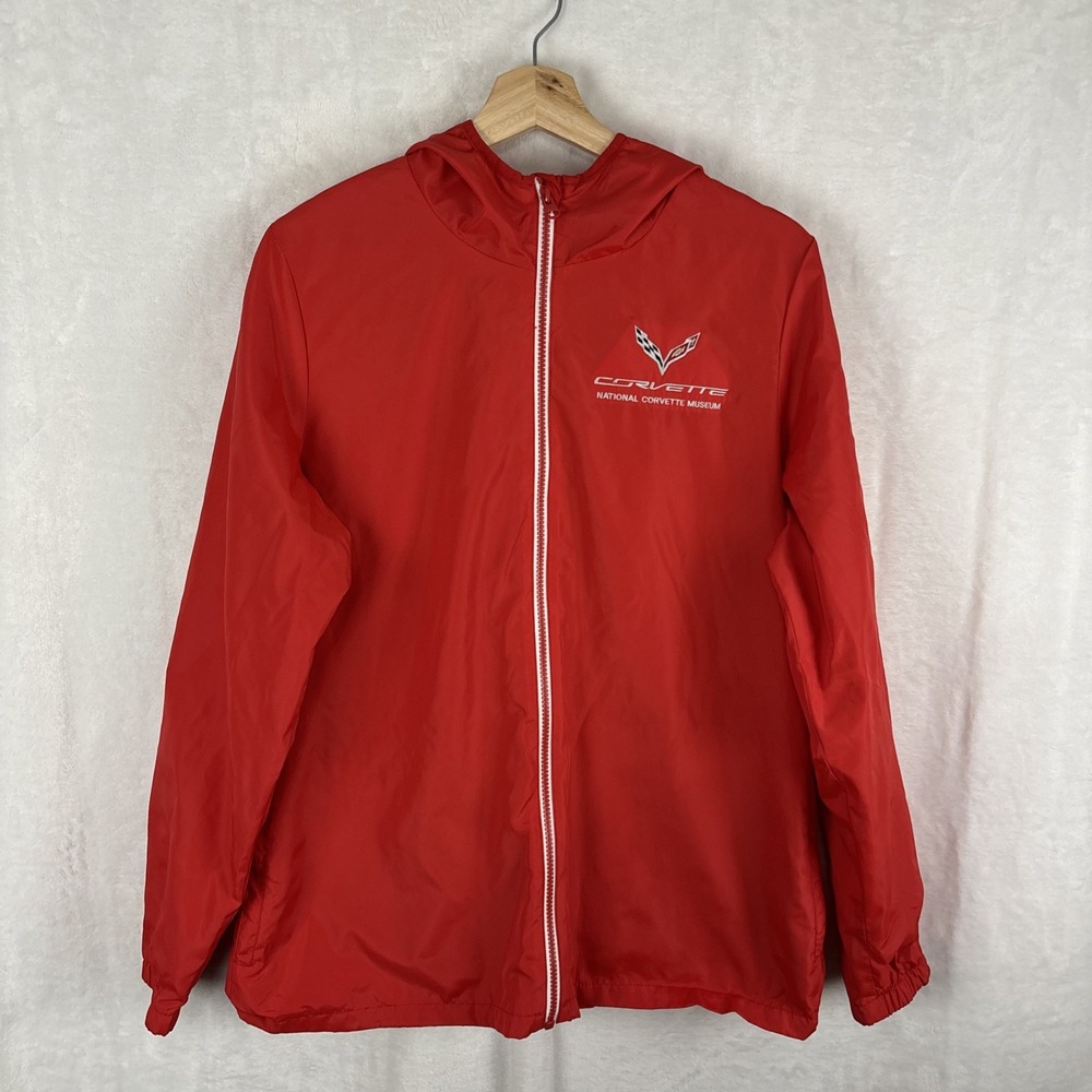 National Corvette Museum Womens Full Zip Clique Jacket Windbreaker Red Size XL
